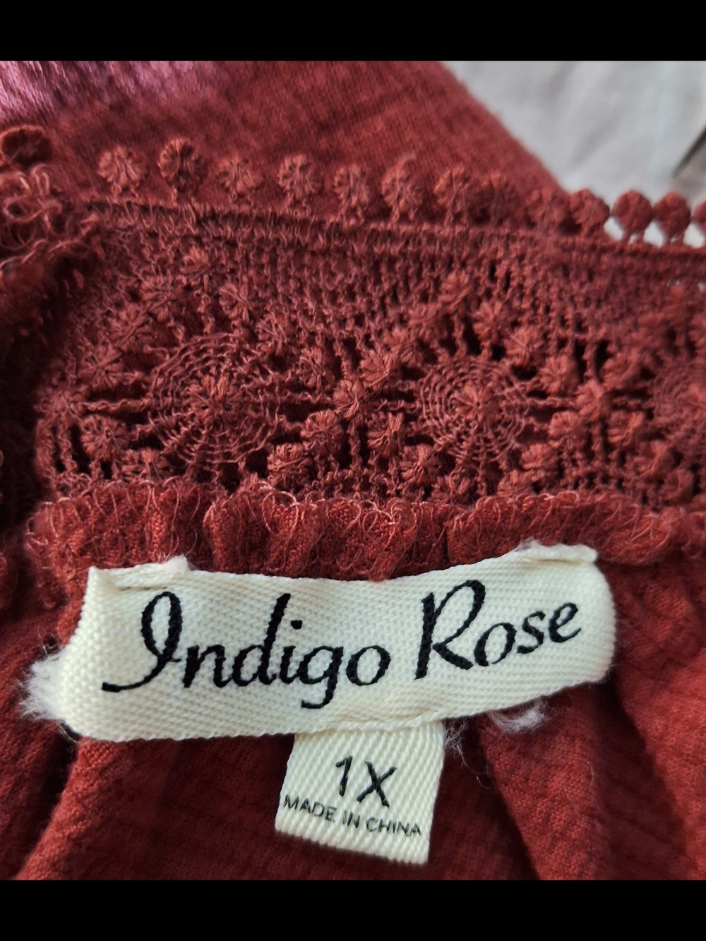 INDIGO ROSE  Peasant Blouse with Lace Trim - Picture 3 of 4